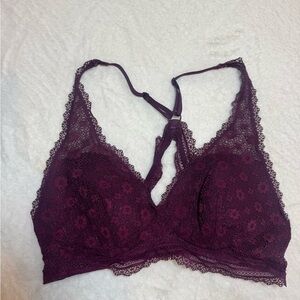 Victoria’s Secret Bralette Womens M Brown Maroon Lace Floral Pullover Lingerie